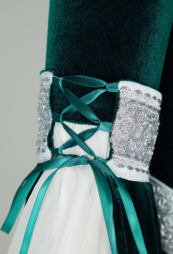 Robe Médiévale de Renaissance Robe de Style d'Elfe Épaules Dénudées Robe Longue en Velours Vert