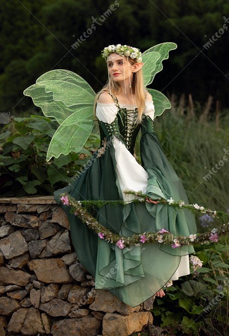 Vestido Estilo Elfo con Mangas Inspirado en el Renacimiento de la Moda de los Vestidos Medievales