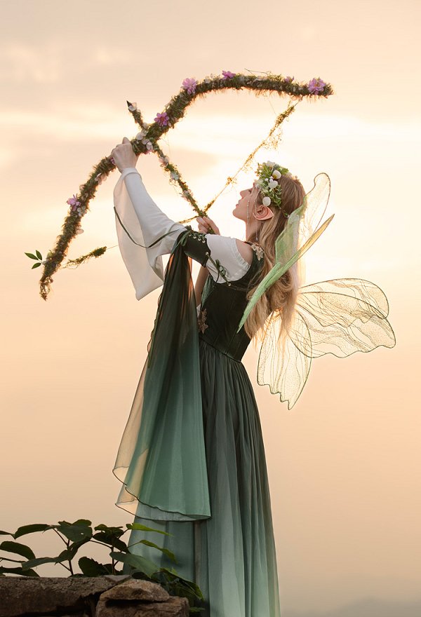 Vestido Estilo Elfo con Mangas Inspirado en el Renacimiento de la Moda de los Vestidos Medievales