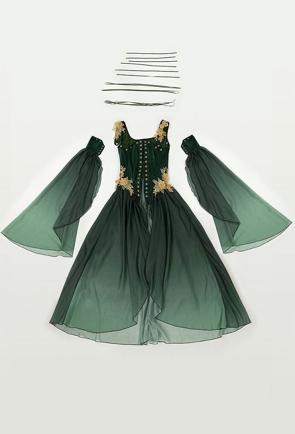 Vestido Estilo Elfo con Mangas Inspirado en el Renacimiento de la Moda de los Vestidos Medievales