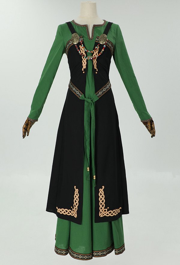 Medieval Retro Green Inner Dress Renaissance Court Style Bottom Dress Cosplay Medieval Retro Green Inner Dress Renaissance Court Style Bottom Dress Cosplay