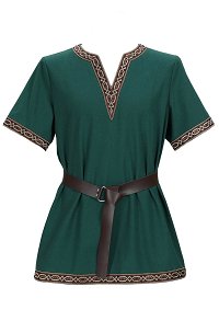 Hommes de Chevalier T-shirt Vert Médiéval à Manches Courtes et Ceinture