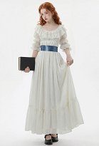 Femmes Costume Médiéval Robe de Renaissance Robe Rococo Blanche avec Ceinture