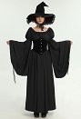 Medieval Renaissance Dress Witch Style Round Neck Wide Sleeve Dress and Corset
