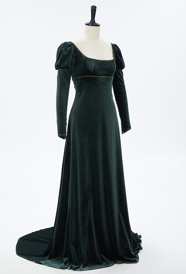 Robe Renaissance médiévale Robe longue en velours vert