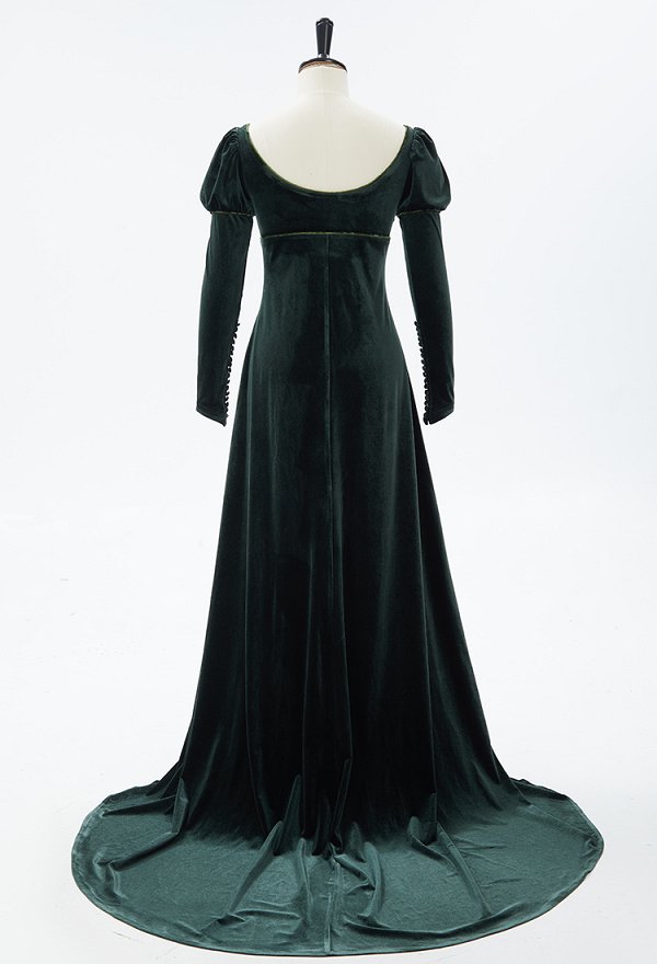 Robe Renaissance médiévale Robe longue en velours vert