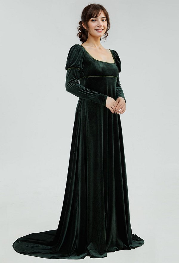 Robe Renaissance médiévale Robe longue en velours vert