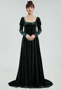 Robe Renaissance médiévale Robe longue en velours vert