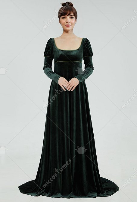 Disfraz de Cosplay Vestido Largo de Terciopelo con Escote Bajo de Estilo Hepburn Medieval