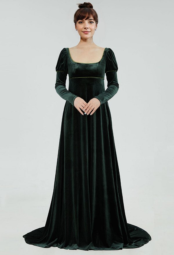 Robe Renaissance médiévale Robe longue en velours vert