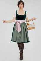 Disfraz de Cosplay Vestido Tradicional Alemán de Estilo Medieval con Cuello Cuadrado y Delantal Disfraz de Cosplay Vestido Tradicional Alemán de Estilo Medieval con Cuello Cuadrado y Delantal