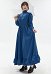 Langes Kleid im mittelalterlichen Renaissance Stil blau Puffärmel Rüschen Stehkragen Cosplay Kostüm