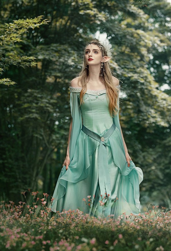 Medieval Renaissance Fantasía Gradiente Faerie Vestido Elegante Vestido Sin Tirantes