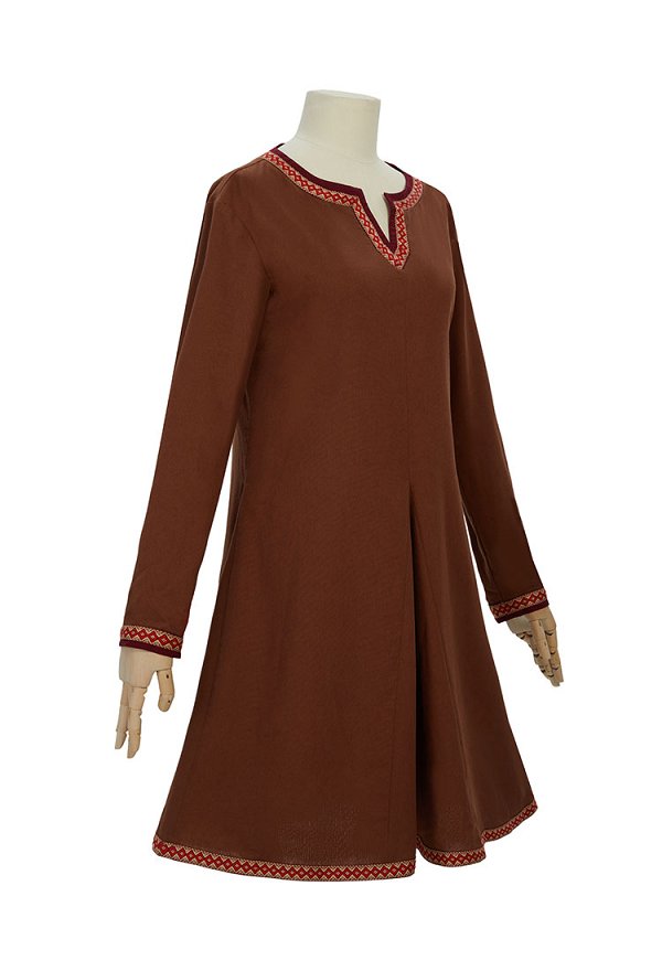 Medieval Vintage Viking Style Long Sleeve Dress Renaissance Underdress Brown Short Dress Medieval Vintage Viking Style Long Sleeve Dress Renaissance Underdress Brown Short Dress