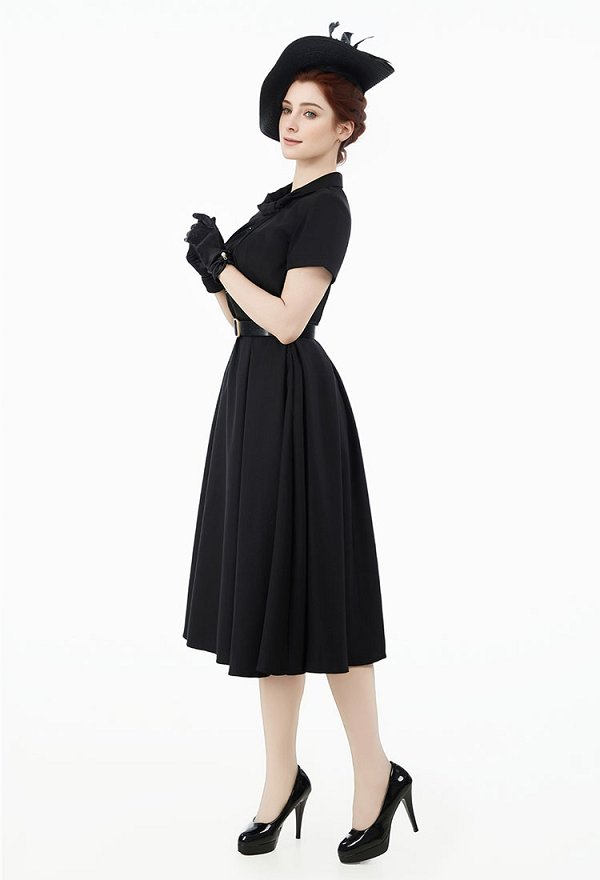 Medieval 1950s Vintage Style Grey Dress Cocktail Dress with Belt Medieval 1950s Vintage Style Grey Dress Cocktail Dress with Belt