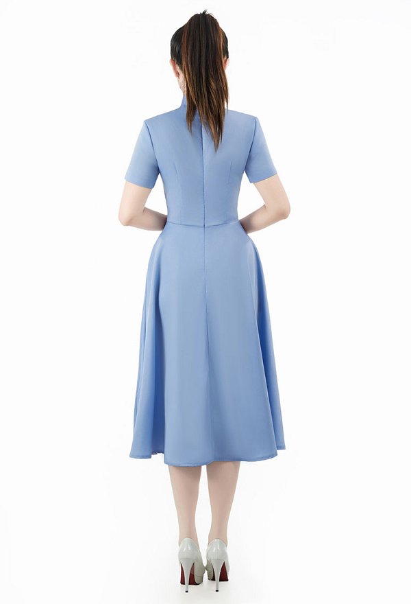 Medieval Vestido vintage de manga corta azul elegante vestido de noche Medieval Vestido vintage de manga corta azul elegante vestido de noche