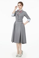 Mrs Maisel Robe de cocktail style rétro médiéval 1950s avec nœud papillon et ceinture