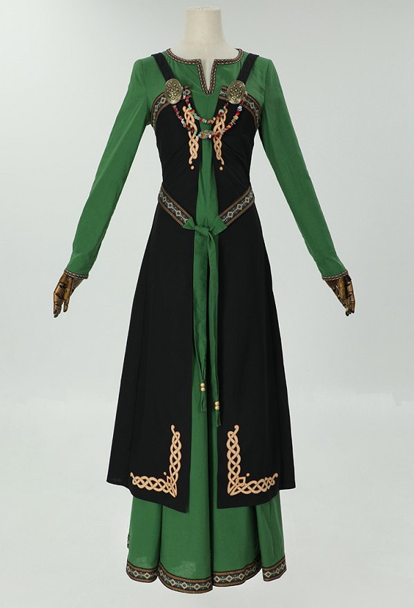 Mittelalterliche Wikingerschürze im Vintage Stil Oberkleid mit Gürtel Brustornament