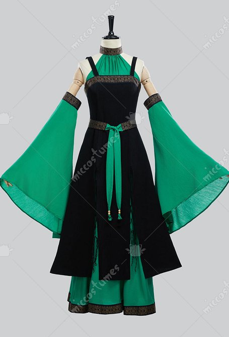 Renaissance médiévale Costume Elf Style Robe longue et décolletée en velours noir et vert