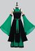 Disfraces Medievales Renacimiento Vikingo Elfo Estilo Negro y Verde Vestido sin Hombros con Cinturón y Mangas