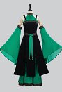 Disfraces Medievales Renacimiento Vikingo Elfo Estilo Negro y Verde Vestido sin Hombros con Cinturón y Mangas