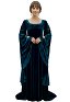 Medieval Renacimiento Histórico Azul Celta Hada Terciopelo Cuello Cuadrado Manga Ancha Vestido Largo