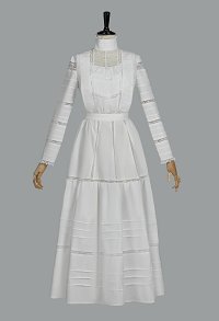 Medieval Renaissance Vintage Style Edwardian White Dress Set Gothic Sleeveless Lining Long Sleeve Top and Skirt