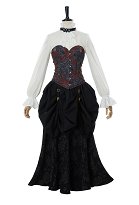 Traje Medieval Steampunk Vintage Victorian Blusa Falda con Corsé y Corbata Traje Medieval Steampunk Vintage Victorian Blusa Falda con Corsé y Corbata