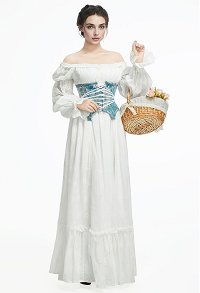 Medieval Renaissance Clothing Victorian Style Dress Fairy Two-Piece Corset Dress