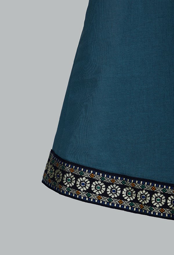 Renacentista medieval Vikingo Vestido forro de estilo cortesano de azul