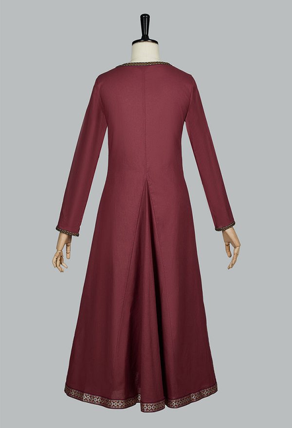 Medieval Retro Viking Red Dress Renaissance Clothing Court Style Lining Dress