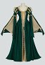 Traje Renacimiento Medieval Verde y Amarillo Vestido Vintage Manga Ancha