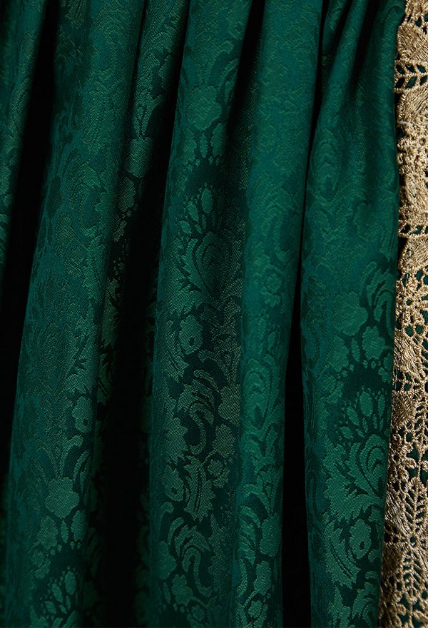Traje Renacimiento Medieval Verde y Amarillo Vestido Vintage Manga Ancha