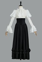 Ensemble chemisier jupe style vintage victorien costume d'Halloween médiéval gothique avec cravate