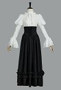 Vintage Victorian Style Blouse Skirt Set Medieval Gothic Halloween Costume with Tie