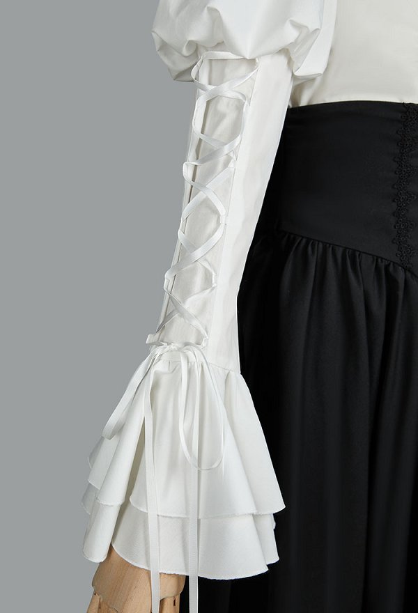 Ensemble chemisier jupe style vintage victorien costume d'Halloween médiéval gothique avec cravate