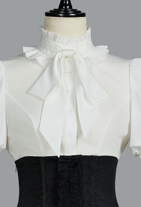 Ensemble chemisier jupe style vintage victorien costume d'Halloween médiéval gothique avec cravate