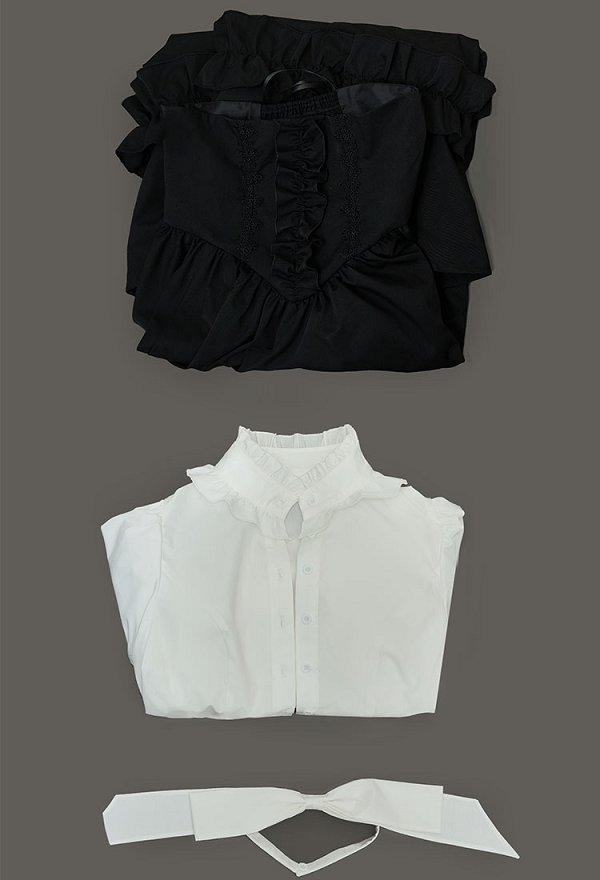 Ensemble chemisier jupe style vintage victorien costume d'Halloween médiéval gothique avec cravate