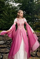 Cosplay Traje Moda Renacentista Medieva Vestido Rosa Degradado de Estilo Élfico con Mangas Cosplay Traje Moda Renacentista Medieva Vestido Rosa Degradado de Estilo Élfico con Mangas
