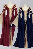 Daizbella Medieval Renaissance Court Dress Vintage Lace-Up Bell Sleeves Maxi Dress