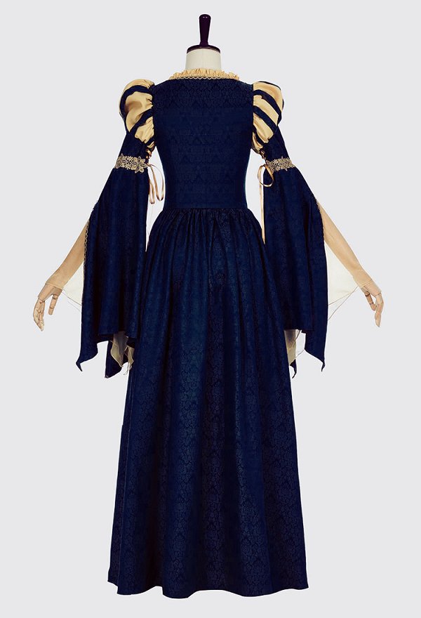 Daizbella Medieval Renaissance Court Dress Vintage Lace-Up Bell Sleeves Maxi Dress