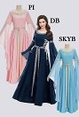 Daizbella Medieval Renaissance Vintage Bell-Sleeved Dress with Braided Belt