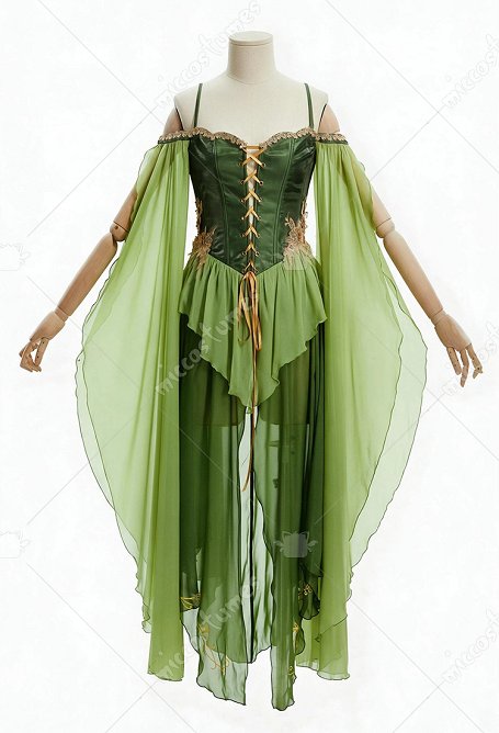 Daizbella mittelalterliches Elfenstil grünes Kleid Renaissance-Faire Überrock
