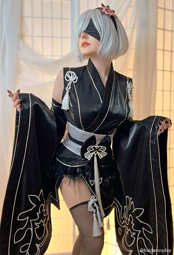 NieR:Automata Costume de Cosplay 2B Ensemble Masque et Robe