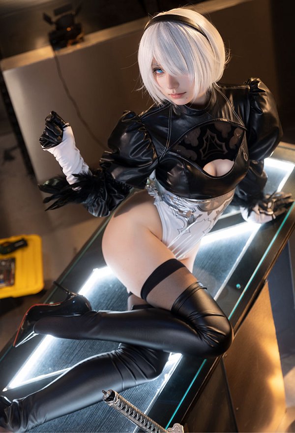 Goddess of Victory: Nikke×Nier:Automata 2B Sexy Cosplay Mono con guantes y máscara