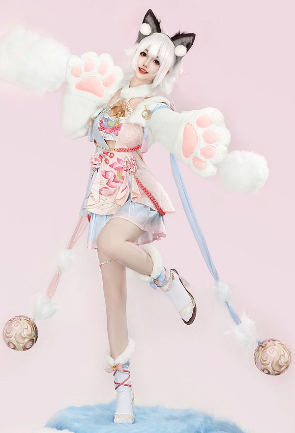 NARAKA: BLADEPOINT Feria Shen Disfraz de Cosplay Vestido y chaleco combinados con una falda corta y medias