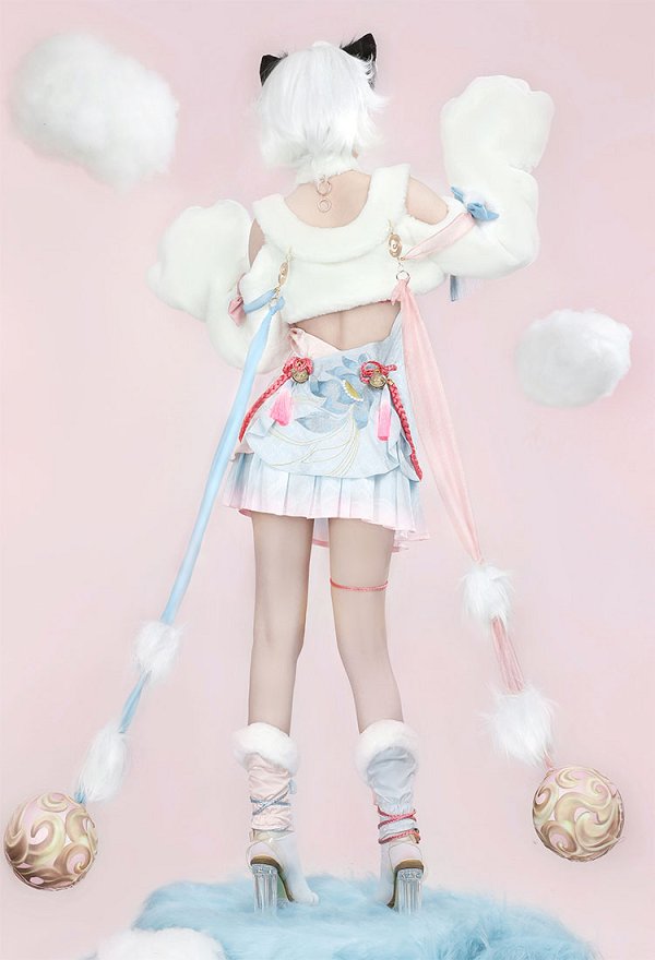 NARAKA: BLADEPOINT Feria Shen Disfraz de Cosplay Vestido y chaleco combinados con una falda corta y medias