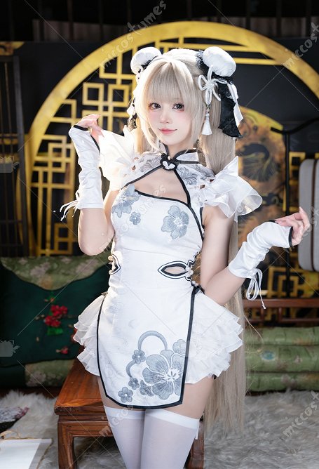 NARAKA: BLADEPOINT Ziping Yin Jade Marrow and Ice Heart Skin Cosplay Costume Cheongsam with Shorts and Wings