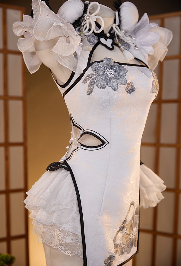 NARAKA: BLADEPOINT Ziping Yin Jade Marrow and Ice Heart Skin Cosplay Kostüm Cheongsam mit Shorts Flügeln