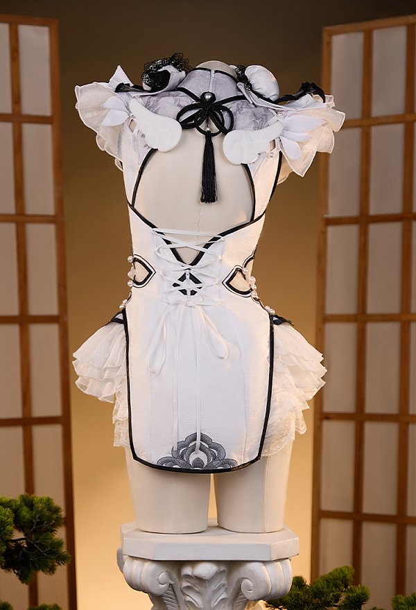 NARAKA: BLADEPOINT Ziping Yin Jade Marrow and Ice Heart Skin Cosplay Kostüm Cheongsam mit Shorts Flügeln